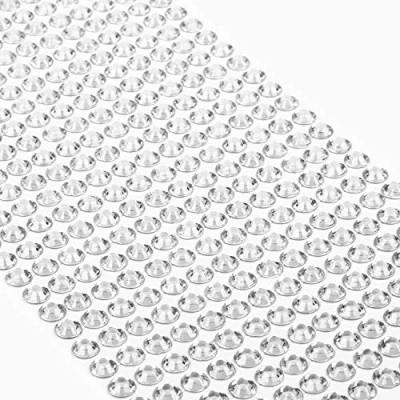 Afbeelding van Movoja Zilveren strassteentjes, ronde glitterstenen, 504 stuks, 6 mm, zelfklevend voor het versieren en knutselen, sierstenen om op te plakken, sierstenen, knutselstenen, zilver