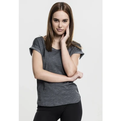 Afbeelding van Urban Classics Ladies LONG BACK Shaped Spray DYE TEE Tshirt basic, Dames, Maat: Medium, Darkgrey