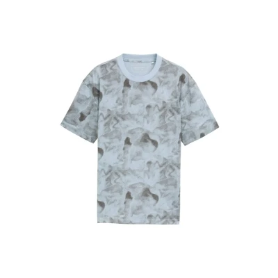 Afbeelding van TOM Tailor Denim Tshirt print, Heren, Maat: Large, Light blue grey watery print