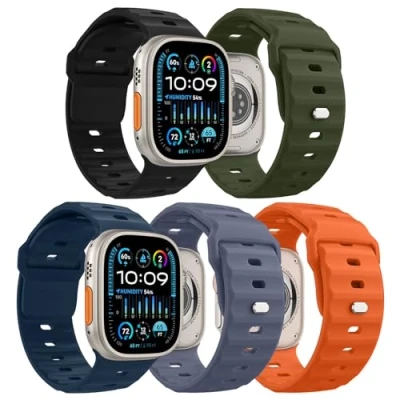 Afbeelding van MoKo 5Pack Ocean band Compatible with Apple Watch Ultra 2 Strap 49mm 46mm 45mm 44mm 42mm for Men Women,Silicone Replacement Wrist iWatch Series 10 9 8 7 6 5 4 SE 2,ColorD