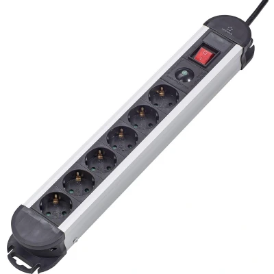 Afbeelding van Renkforce 614A CMB S Overspanningsveilige stekkerdoos 6 voudig Zwart Randaarde stekker 1 stuk(s)