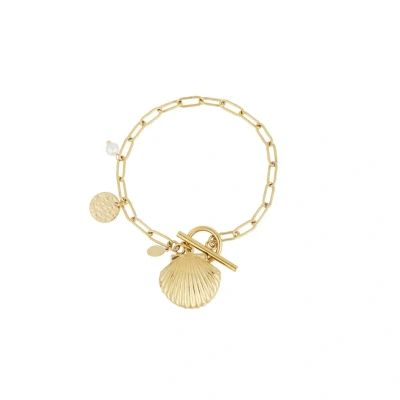 Afbeelding van Casa Jadel Gouden schakel armband met schelp parel