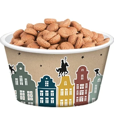 Afbeelding van Sinterklaas pepernoot/snoep bakjes papier met Welkom Sint en Piet print 5x stuks 250 ml Feestdecoratievoorwerp