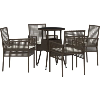 Afbeelding van vidaXL 5 delige tuin eetset Bruin Poly Rattan