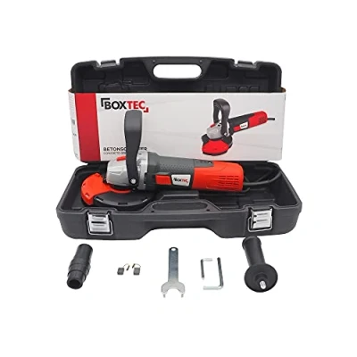 Afbeelding van BOXTEC Betonschuurmachine, 125 mm, saneringsfrees, betonfrees 1.400 W, met toerentalregeling en afzuigkap, set koffer, categorie: 1400 W / mm starterset