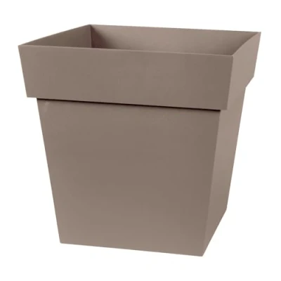 Afbeelding van Bloempot Toscane vierkant kunststof taupeL32 x B32 H32 cm Plantenpotten