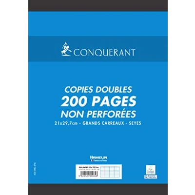 Afbeelding van Conquérant kopieerapparaat, dubbel, ongeperforeerd, A4, 70 g, 200 pagina&#039;s, grote Seyès ruit