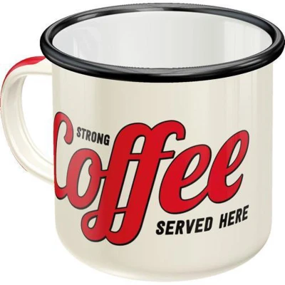 Afbeelding van Emaille Mok Strong Coffee Served Here