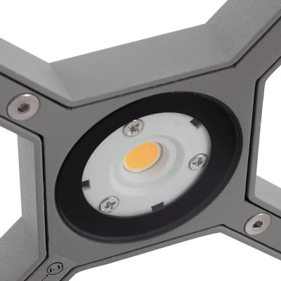 Afbeelding van Lucande LED sokkellamp Lealan, grijs, metaal, 23 cm, IP54