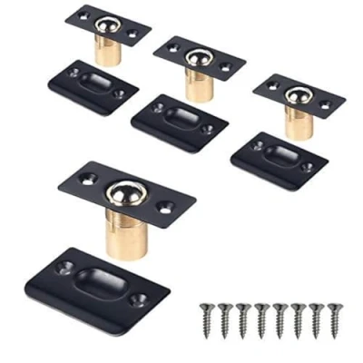 Afbeelding van Mousike Deur bal vangst, roestvrij staal verstelbare vangdeur hardware (4 stuks (zwart))