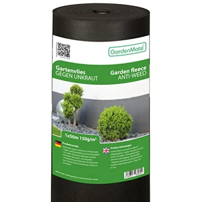 Afbeelding van GardenMate Worteldoek 150g/m² anti onkruiddoek scheurvast gronddoek waterdoorlatend 1mx50m = 50m²