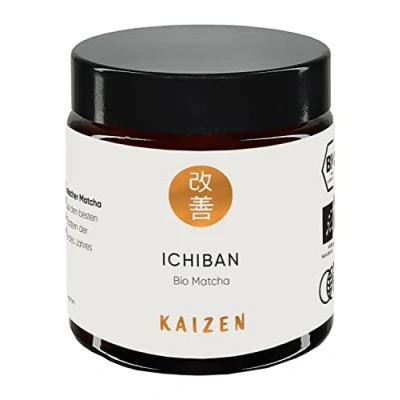 Afbeelding van Kaizen® Ichiban Bio Matcha thee Contest Ceremonial Grade volledig schaduw directe import uit de prefectuur Kagoshima/Japan 30 g blik met UV en zuurstofbescherming