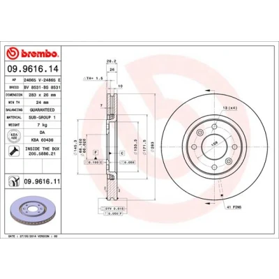 Afbeelding van Brembo Remschijf 09.9616.11