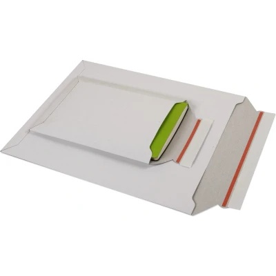 Afbeelding van Kartonnen envelop wit mat verzendenvelop massief karton 250x353mm vzv plakstrip en tearstrip doos a 100st