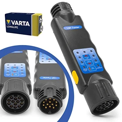 Afbeelding van DIN testapparaat aanhanger licht verlichting tester 13 polig trailer 9V batterij