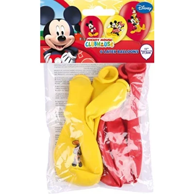 Afbeelding van Ballon Mickey Mouse 4 kleuren print 6 stuks