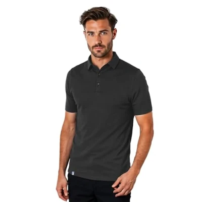 Afbeelding van ALPIN LOACKER Merino shirt heren Premium T korte mouwen &amp; NIEUW: poloshirt I Thermo bovendeel mannen en ondergoed heren, Polo Grijs, L