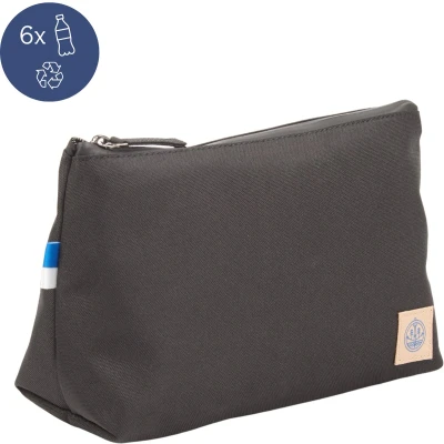 Afbeelding van The BlueWave Collective Re.6 Cycle Make Up Tasje van Gerecycled Plastic Toilettas heren en dames Toilet Tas Waterdicht Duurzaam Zwart