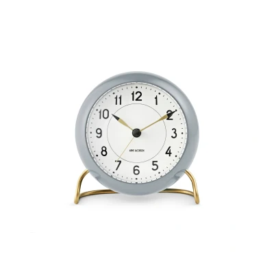 Afbeelding van Arne Jacobsen Clocks AJ Station tafelklok 12 cm grijs wit