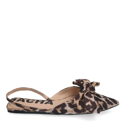 Afbeelding van sacha MIT Schleife Slingback ballerina ́s, Dames, Maat: 41, Leopard print Schoenen