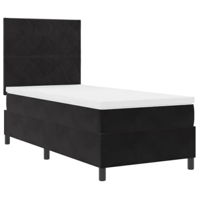 Afbeelding van vidaXL Boxspring Bed met Matras &amp; LED Zwart 100x200 cm Fluweel