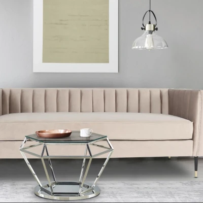 Afbeelding van Aston salontafel in helder glas en zilveren voet Menzzo