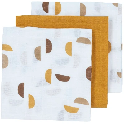 Afbeelding van Meyco hydrofiele doek Shapes set van 3 70x70 cm Honey Gold