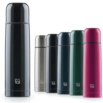 Afbeelding van Blumtal Eifel thermosfles lekvrije met drinkbeker voor onderweg, isolatie van warme dranken, vaatwasmachinebestendig, roestvrij staal 700ml, zwart