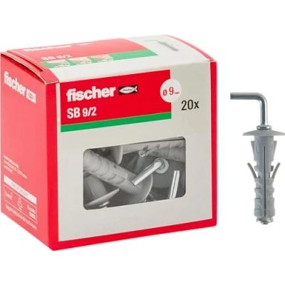 Afbeelding van Fischer 508232 pluggen met lange haak, grijs, 9 mm