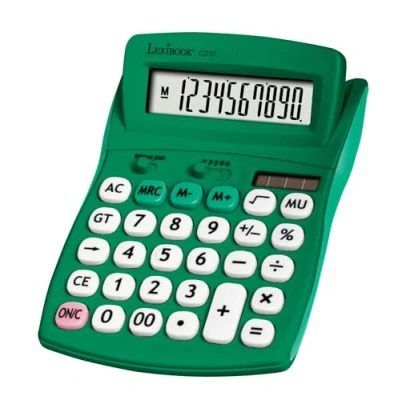 Afbeelding van Lexibook, FRUITIES® Bureaurekenmachine met kantelbaar display, 10 cijfers, Basis en geavanceerde functies, Grote toetsen, Werkt op zonne energie batterijen, Groen, C210B