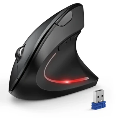 Afbeelding van TECKNET Ergonomische draadloze Bluetooth muis Verticale met 3 apparaten (BT + BT+USB), optische stille 6 instelbare dpi voor laptop/PC/Mac/Tablet/iPad (Win/Android/iOS),
