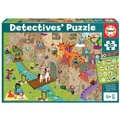 Afbeelding van Educa Detectief slot, 50 delige kinderpuzzel, monteer het en zoek naar verborgen voorwerpen, 4 jaar (18895)