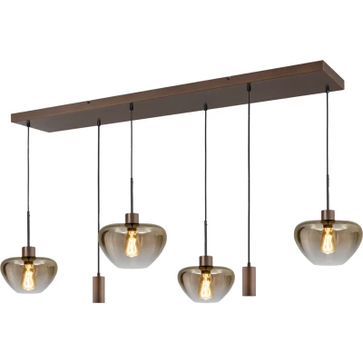 Afbeelding van Masterlight 6 lichts hanglamp Genua bruin met goud glas en pendels 2971 1515130256MC222