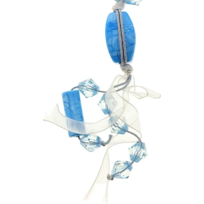 Afbeelding van Behave Blauwe lange kralen ketting van touw met hanger