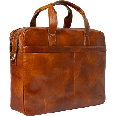 Afbeelding van Tony Perotti Leren Laptoptas 14 inch van Gogh 2 vaks Cognac