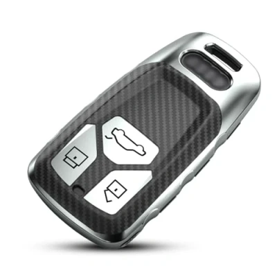 Afbeelding van XMSCN sleutelhanger hoesje compatibel met Audi zachte TPU koolstofvezel cover houder beschermer, voor A4 A5 Q7 Q5 TT TTS S4 S5 RS4 RS5 Keyless Entry 3 knoppen sleutelkast shell anti stof