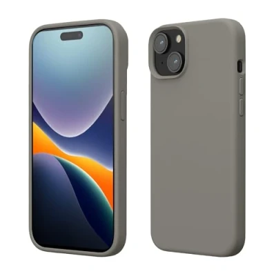Afbeelding van kwmobile Case voor iPhone 15 Slank TPU Hoesje met Zachte Afwerking In steengrijs
