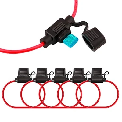Afbeelding van FULARR® 5 stuks Premium ACS Klein line waterdichte zekeringhouder met 16 AWG kabelboom, 15 mini meszekering + 1 zekeringtrekker kabelbinders 12 V/24 V