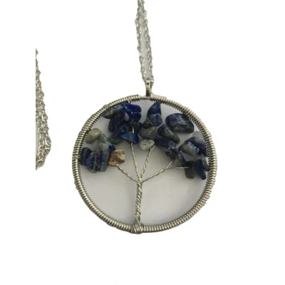 Afbeelding van Petra&#039;s Sieradenwereld Ketting levensboom/tree of life natuursteen blauw (836)