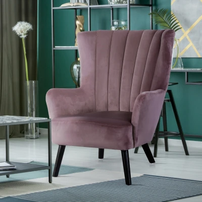 Afbeelding van Scandinavische Vidal fauteuil in roze fluweel Menzzo