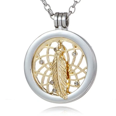 Afbeelding van Morella damesketting 70 cm roestvrij staal met hanger en coin dromenvanger goud 33 mm in sieradenzakje