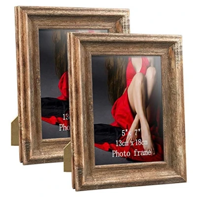 Afbeelding van PETAFLOP Rustieke fotolijst 13 x 18 cm, set van 2, wand en tafelfotolijst, bruin