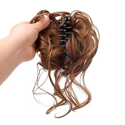 Afbeelding van Haar Chignon Synthetische Bun Hair Clips Messy Paardenstaart Extensions Golvend Krullend Broodje Claw Pruiken for Vrouwen Knot haarstukjes (Color : 1Pcs 05)