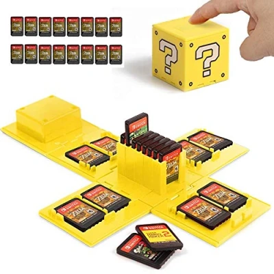 Afbeelding van Nintendo Switch spelkaarthoesje,spelkaarthouder voor spellen met 16 vakken, geel (Question Block Yellow)