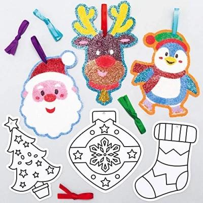 Afbeelding van Baker Ross AX485 Kerst Decoraties Met Zand Pak Van 12, Kerstboomversieringen Voor Creatieve Kunst En Knutselspullen, Om Te Maken Versieren.