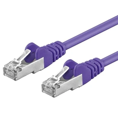 Afbeelding van PremiumCord Netwerkkabel, ethernet, LAN en patchkabel CAT6a, 10Gbit/s, S/FTP PIMF afscherming, AWG 26/7, 100% Cu, snel flexibel robuust RJ45 kabel, paars, 1,5 m