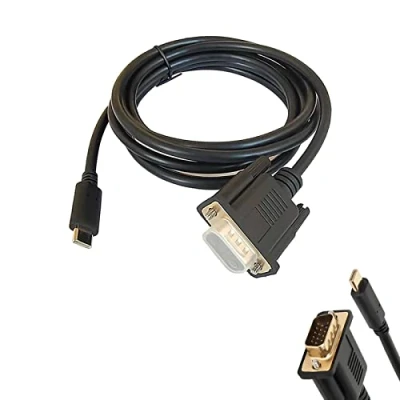 Afbeelding van Nizirioo USB C naar VGA kabel, 1,8 m, type HD kabelconverter, adapterkabel, ondersteunt 1080p kabel voor desktop, pc, projector, laptop, lijnconverter