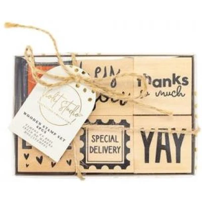 Afbeelding van Violet Studio Wooden Stamp Set Sentiments