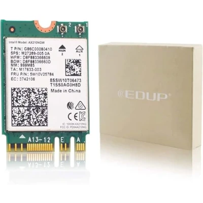 Afbeelding van EDUP WiFi 6E Draadloze Kaart Intel AX210 NGW, Bluetooth 5.3, Tri Band MU MIMO Netwerkadapter, ondersteunt 6 GHz Wi Fi 11AX, compatibel met Windows 10/11 (64 Bit) en Linux, M.2/NGFF