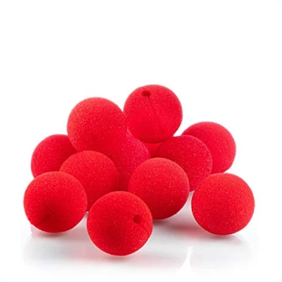 Afbeelding van COM FOUR® 12x clownneuzen van schuim valse neuzen in rood voor kostuums, Ø 5cm, verkleed , carnaval of andere themafeesten (12 stuks)